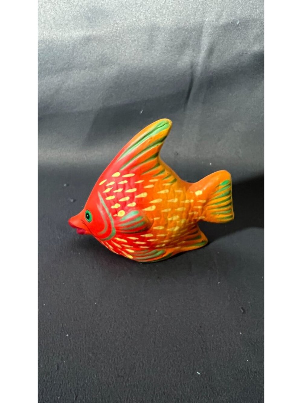 Vibrant Hand-Painted Wooden Fish Figurine Home Décor Collectible